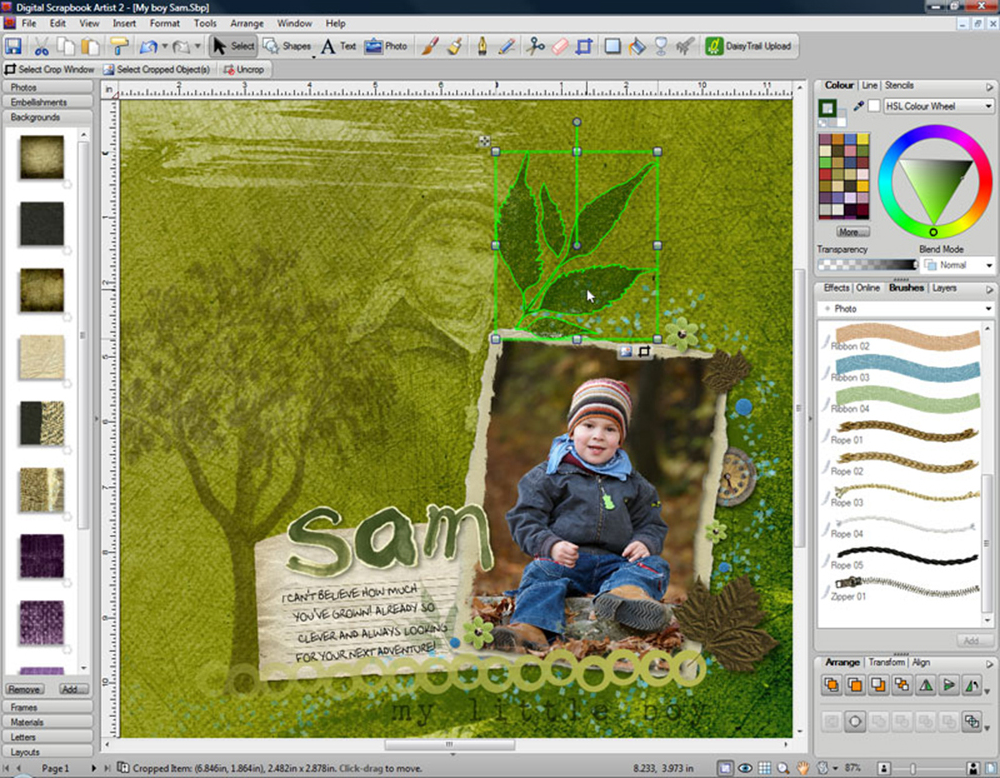 Digital Scrapbook Artist 2, Graphic Design Software Screenshot