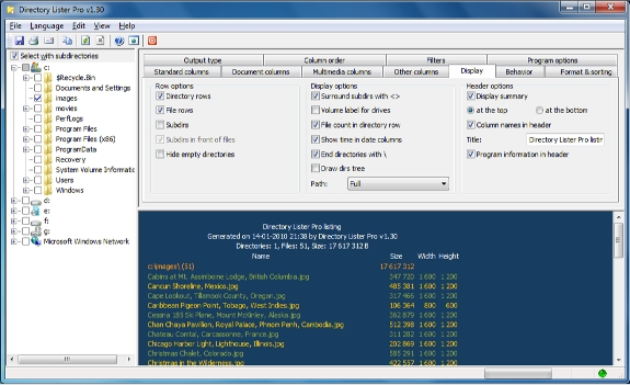 Directory Lister Pro and Backup Dwarf Professional, Folder Software Screenshot