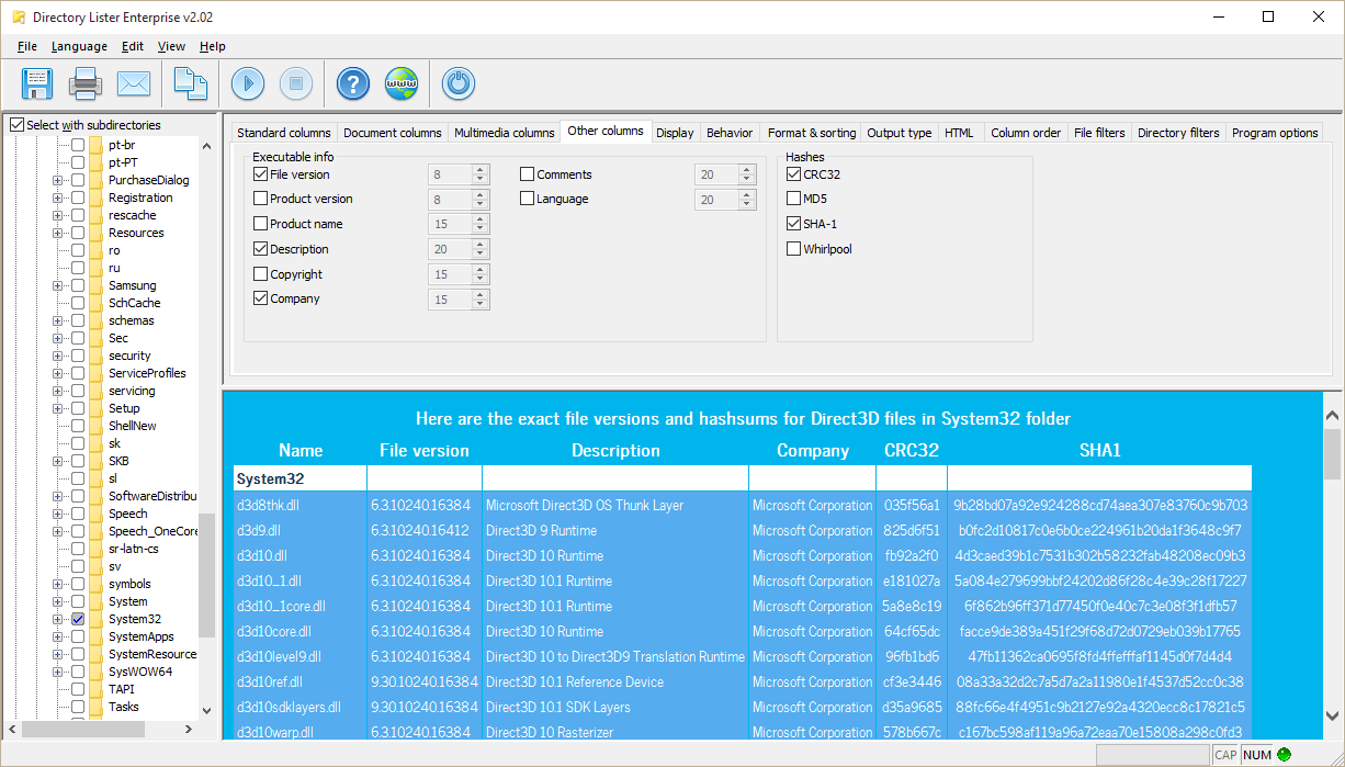 Software Utilities, Directory Lister Pro Screenshot