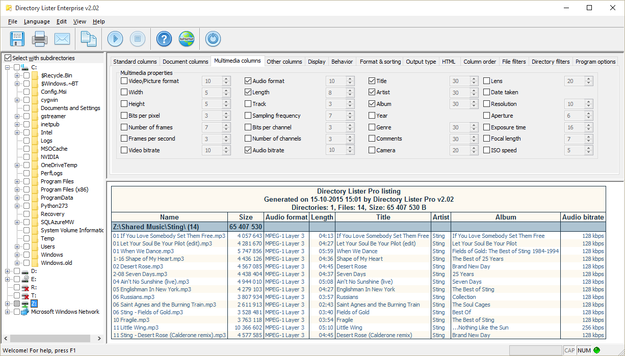 Directory Lister Pro Screenshot