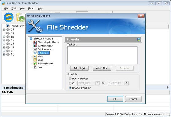 Deletion Software, Disk Doctors File Shredder Screenshot