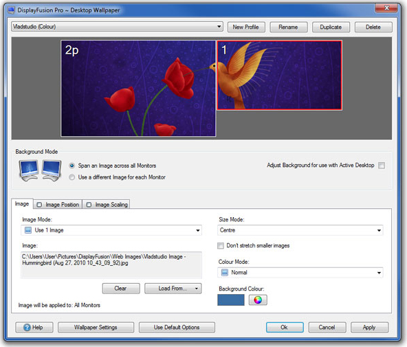 DisplayFusion, Desktop Customization Software Screenshot