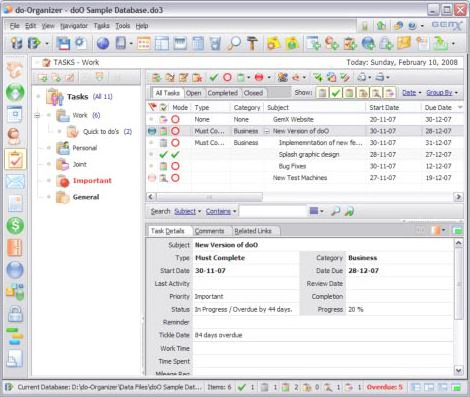 do ORGANIZER, Organization Software Screenshot