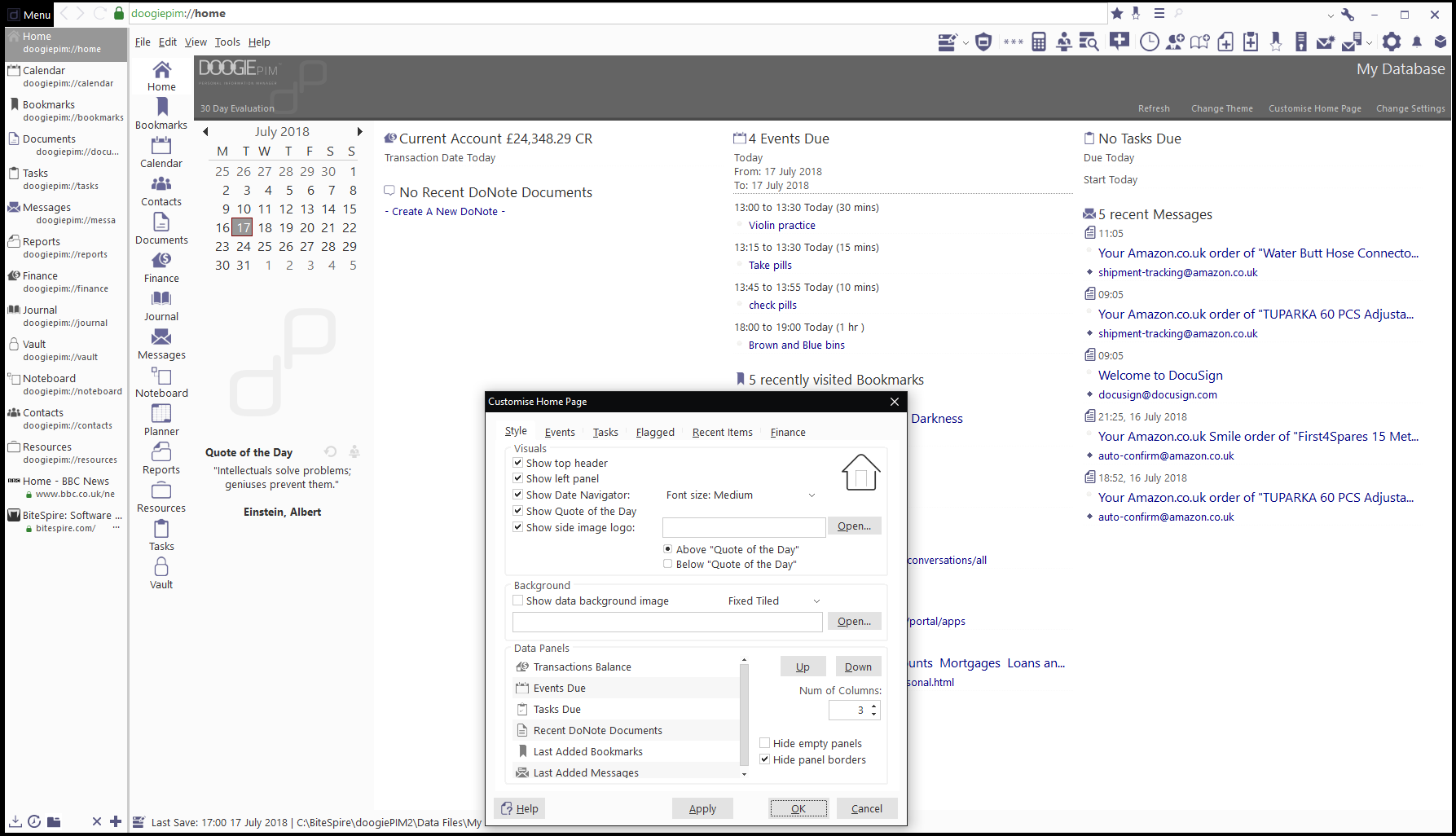 Productivity Software, doogiePIM Screenshot