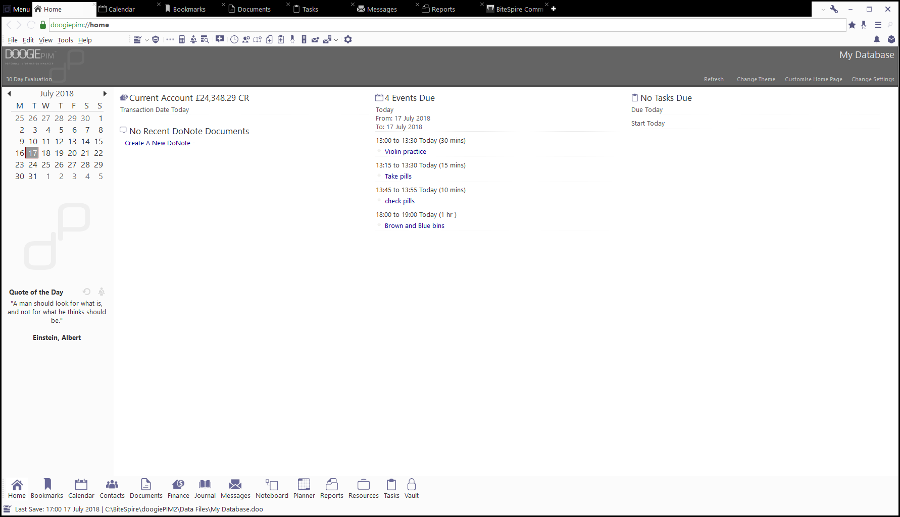 doogiePIM, Productivity Software Screenshot