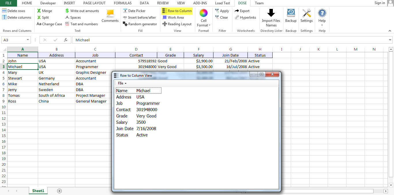 Dose for Excel Add-In Screenshot 23