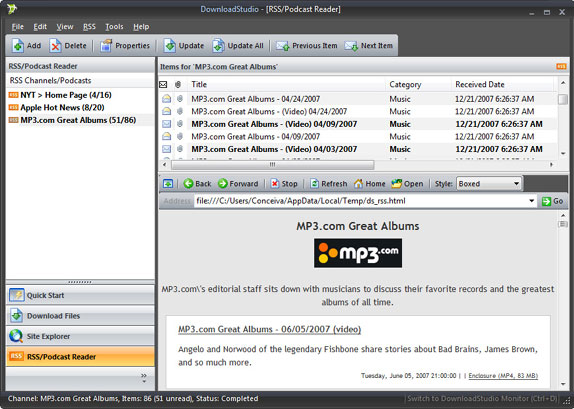 DownloadStudio, Internet Software, Internet Download Manager Software Screenshot