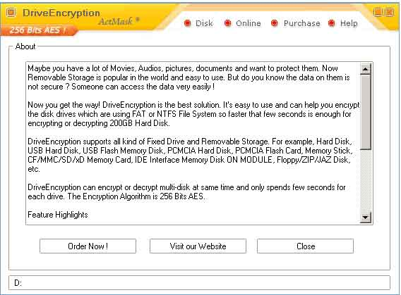 Drive Encryption, Hard Drive / USB Security Software Screenshot