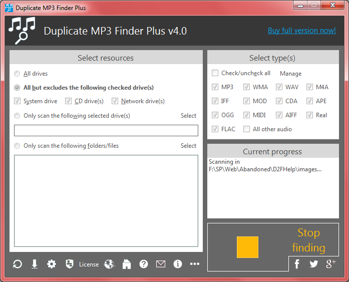 Duplicate MP3 Finder Plus, Duplicate Files Software Screenshot