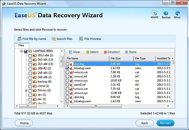 Software Utilities, Recovery Software Screenshot