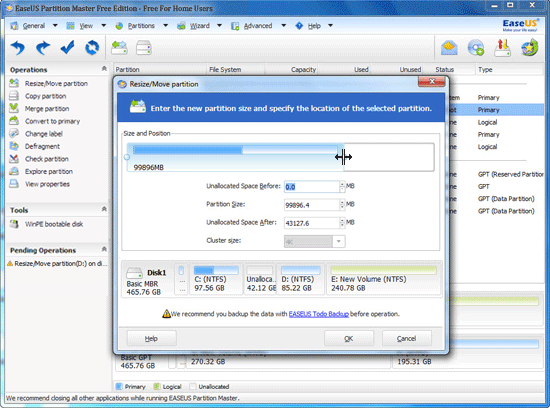 Software Utilities, EaseUS Partition Master Professional Screenshot