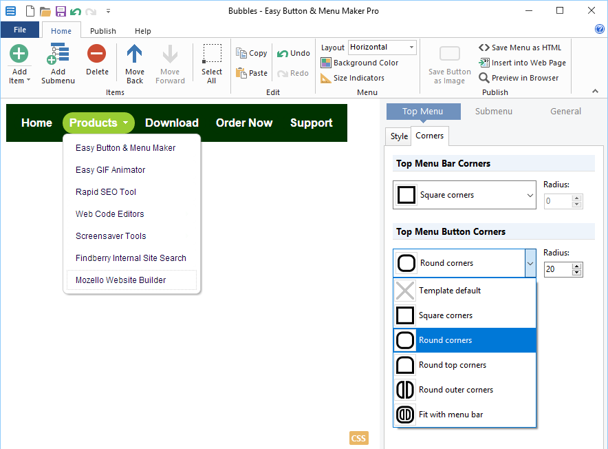 Easy Button & Menu Maker Pro, Development Software Screenshot