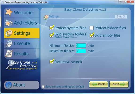 Easy Clone detective, Duplicate Files Software Screenshot
