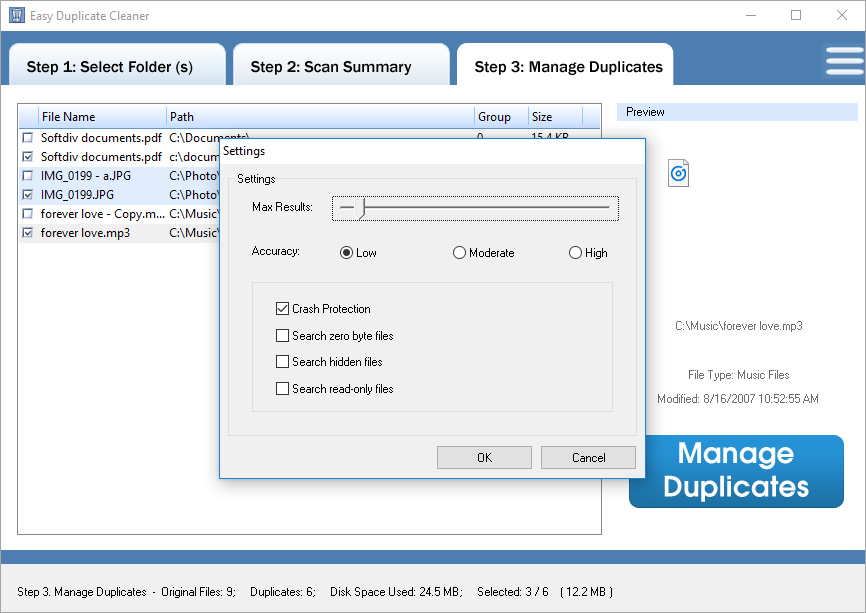 Easy Duplicate Cleaner, Software Utilities, Duplicate Files Software Screenshot