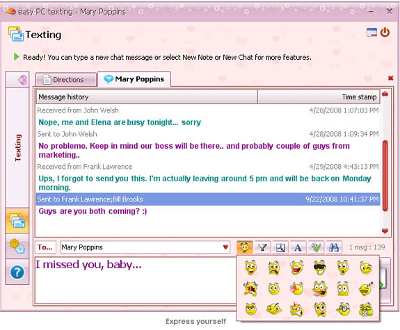 Easy PC Texting 2.3, Internet Software Screenshot