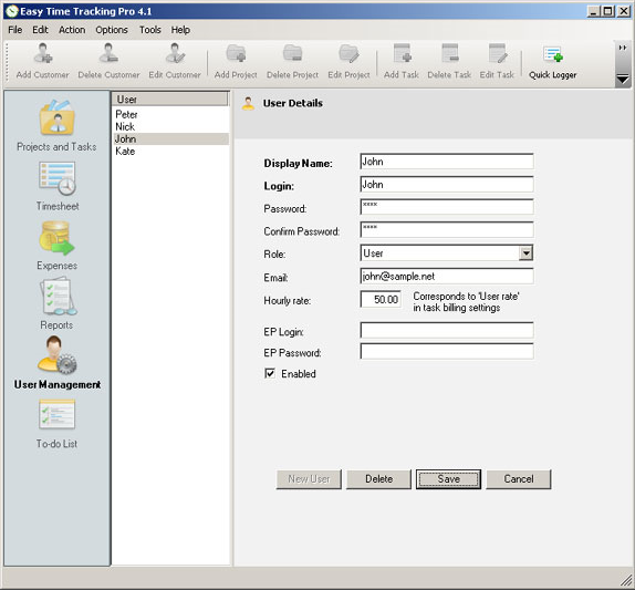 Accounting Software, Easy Time Tracking Pro Screenshot