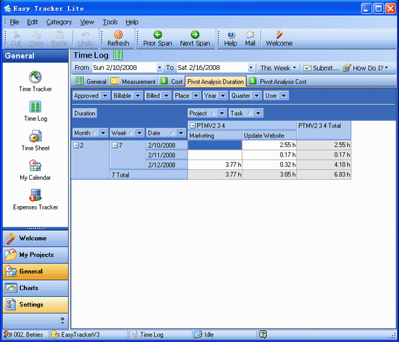 Time Tracking Software, Easy Tracker Standard Screenshot