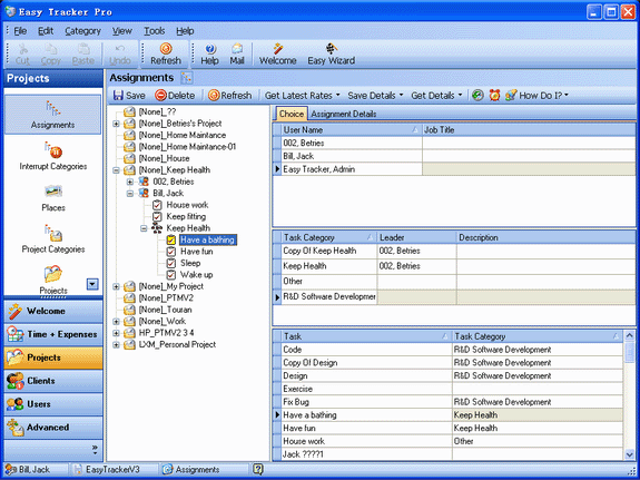 Productivity Software, Easy Tracker Standard Screenshot
