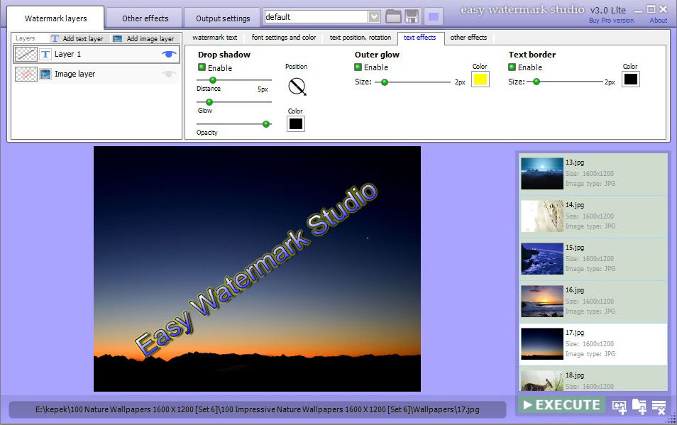 Photo Manipulation Software, Easy Watermark Studio PRO V.3.4 Screenshot