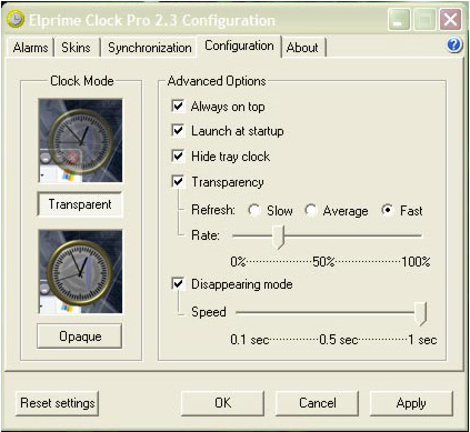 Elprime Clock Pro, Desktop Customization Software Screenshot