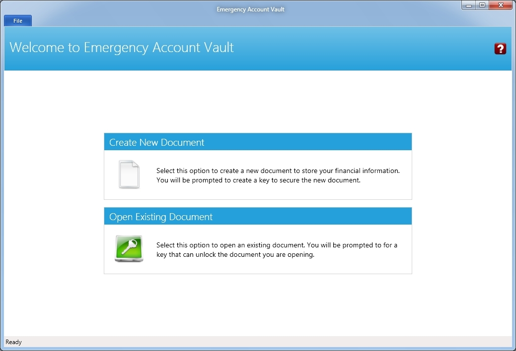 Emergency Account Vault Screenshot