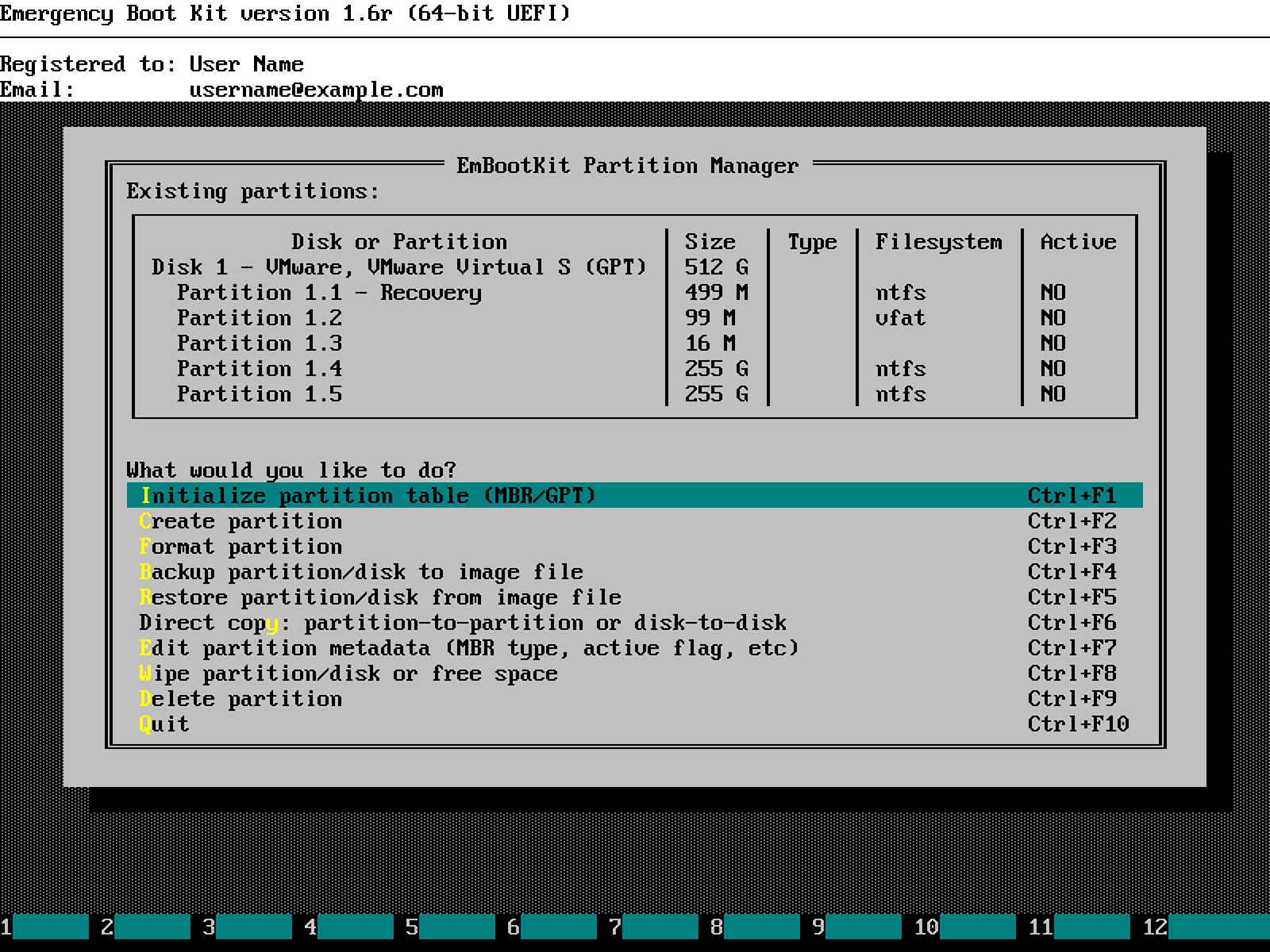 Emergency Boot Kit, Software Utilities Screenshot
