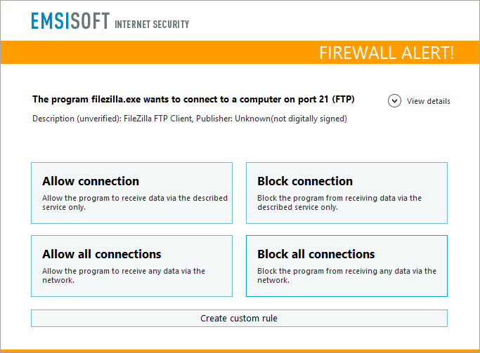 Access Restriction Software, Emsisoft Internet Security Screenshot