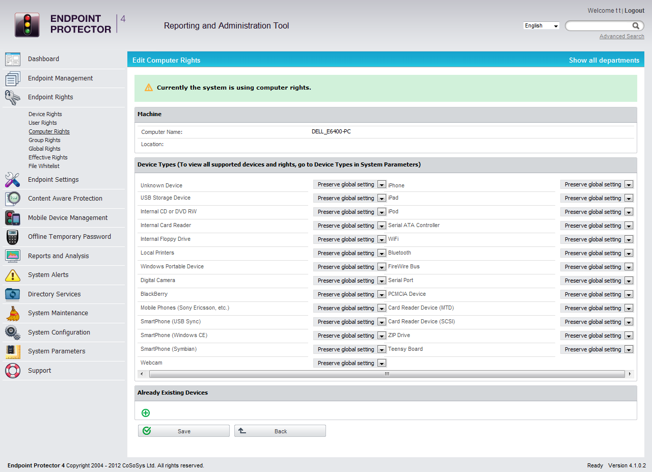 Endpoint Protector Basic, Network Security Software Screenshot
