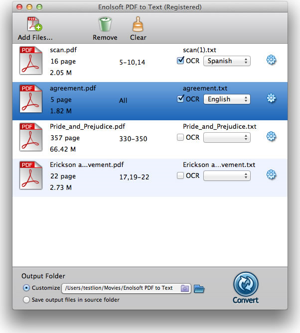 Enolsoft PDF to Text for Mac Screenshot