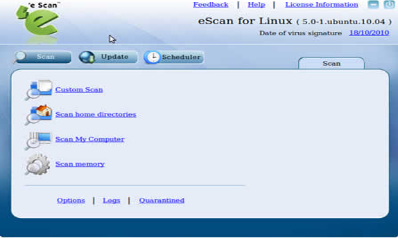 eScan for linux Desktops Screenshot