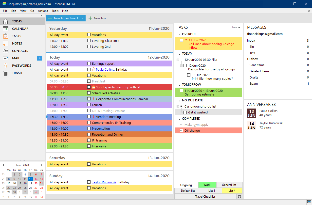 EssentialPIM Pro Screenshot