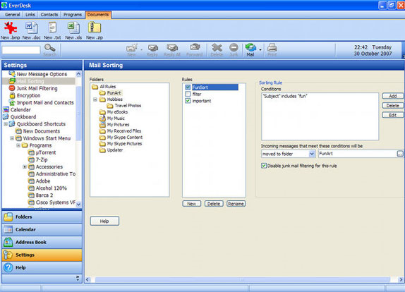 Internet Software, EverDesk Optima Screenshot
