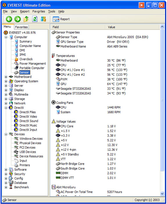 EVEREST Ultimate Edition (Personal), PC Optimization Software Screenshot