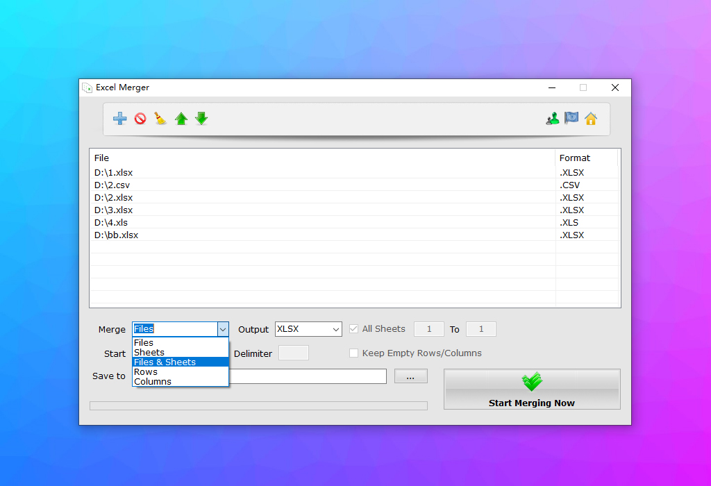 Excel Merger PRO, Spreadsheet Editors Software Screenshot