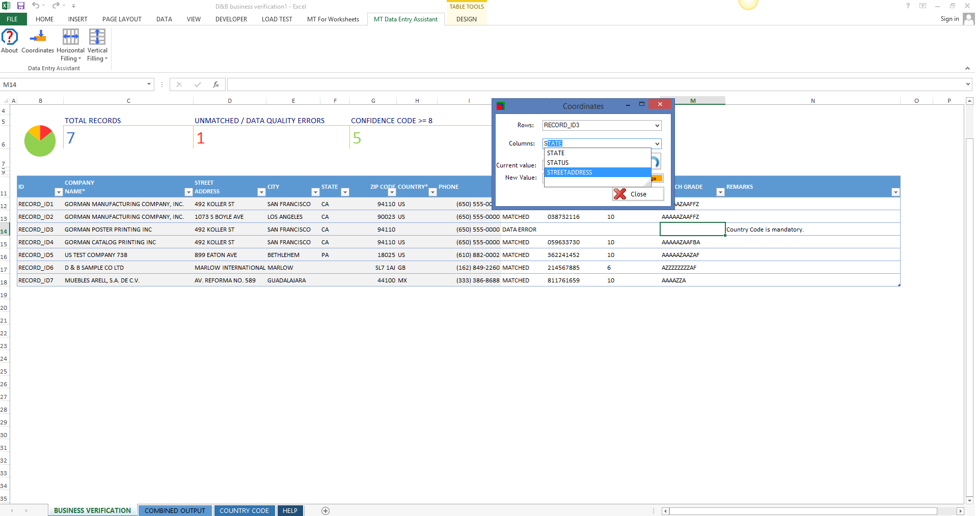 Excel Add-ins Software, MT Data Entry Assistant Screenshot