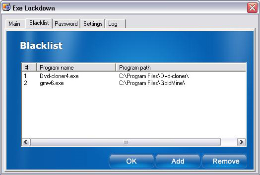 Executable Lockdown, Activity Monitoring Software Screenshot