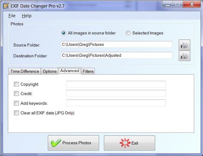EXIF Date Changer, Photo Editing Software Screenshot