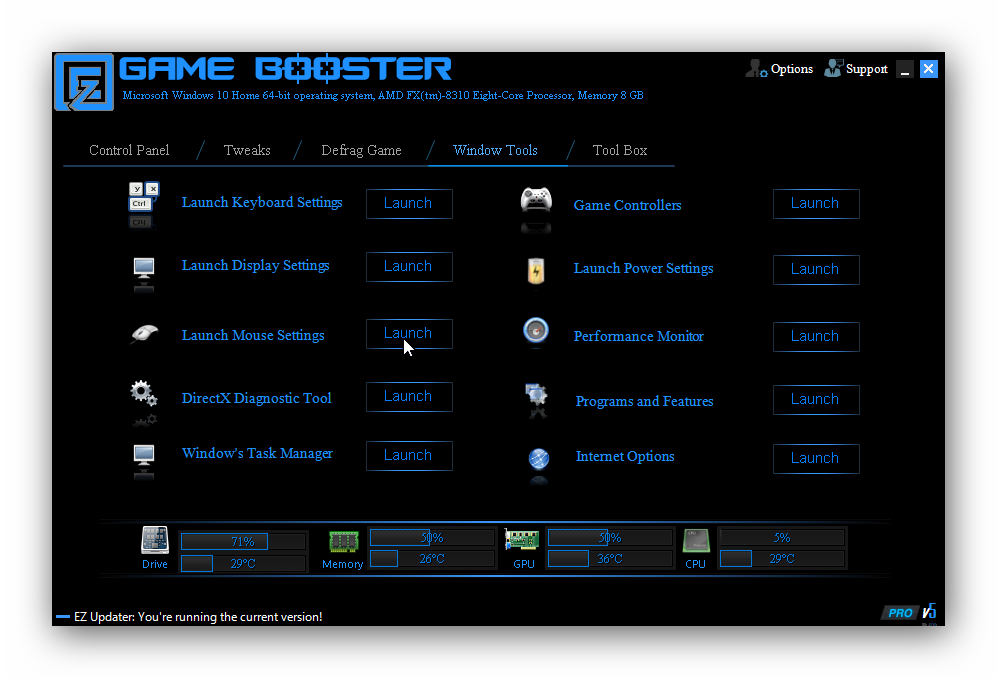 EZ Game Booster, Software Utilities Screenshot