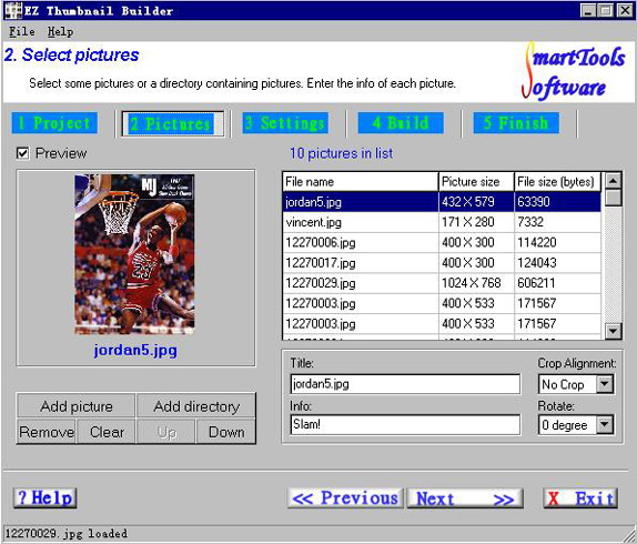 Thumbnail Software Screenshot