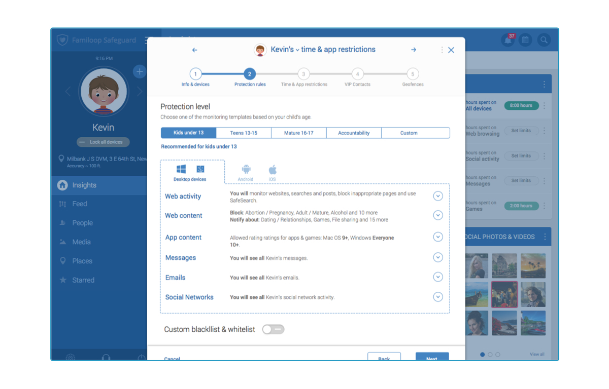 Familoop Safeguard, Activity Monitoring Software Screenshot