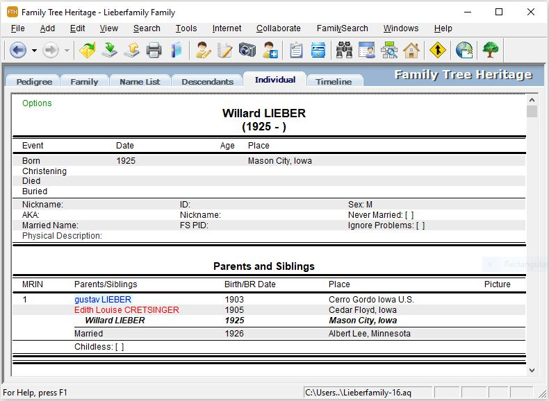 Family Tree Heritage Gold, Software Utilities Screenshot