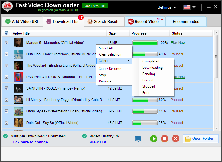 Fast Video Downloader, Internet Software Screenshot
