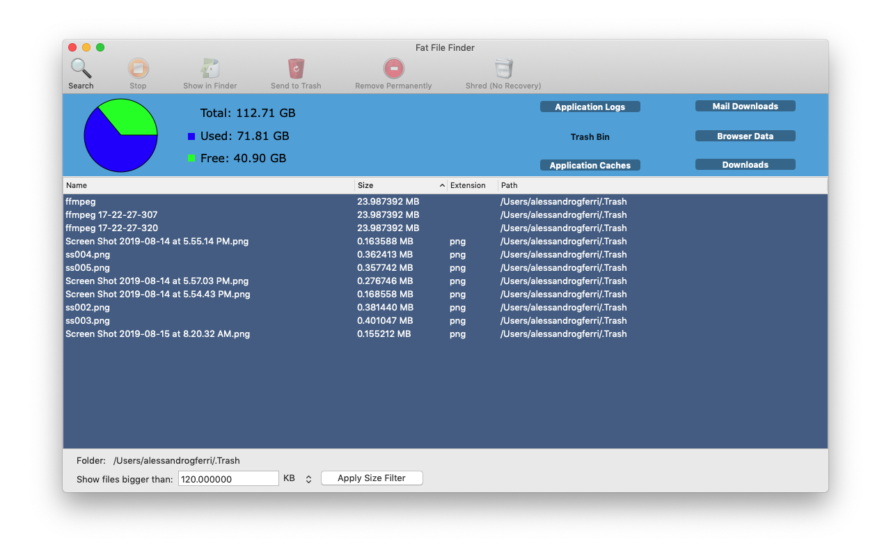 Software Utilities, Fat File Finder Screenshot