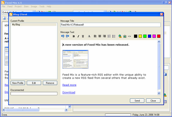 Feed Mix, Internet Software Screenshot