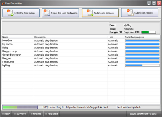Feed Submitter, RSS Software Screenshot