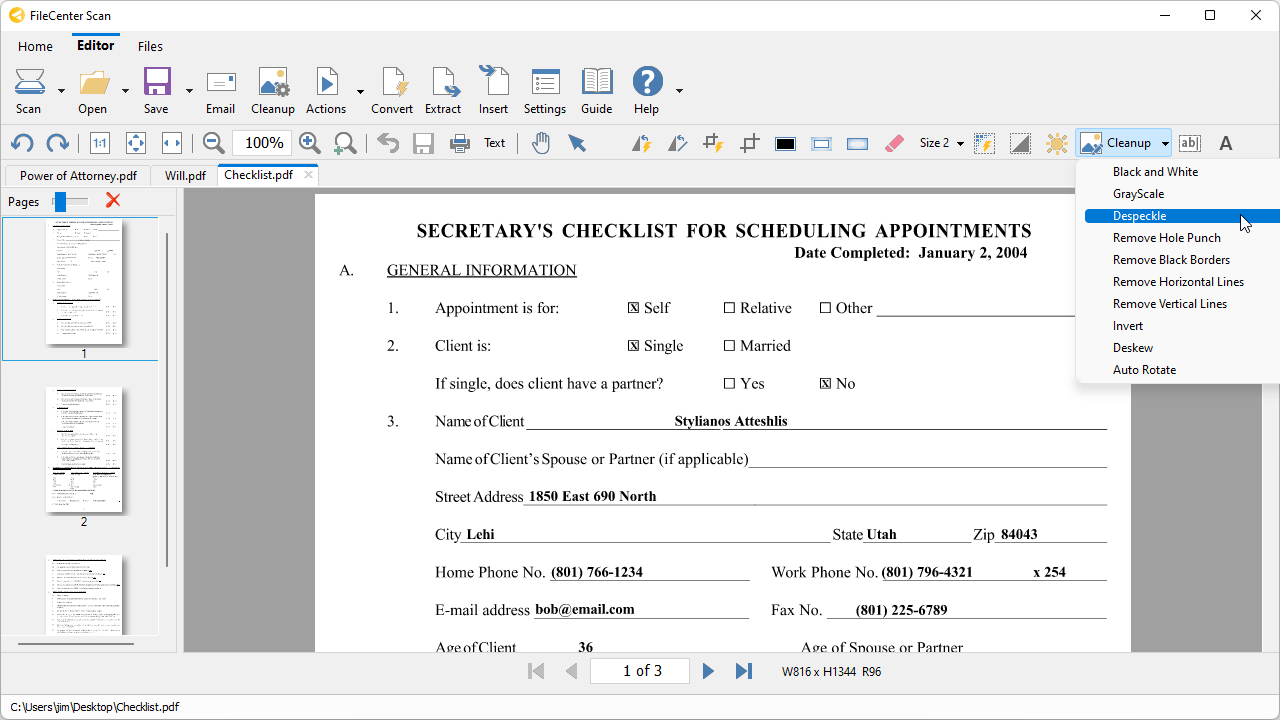FileCenter Scan, Productivity Software Screenshot
