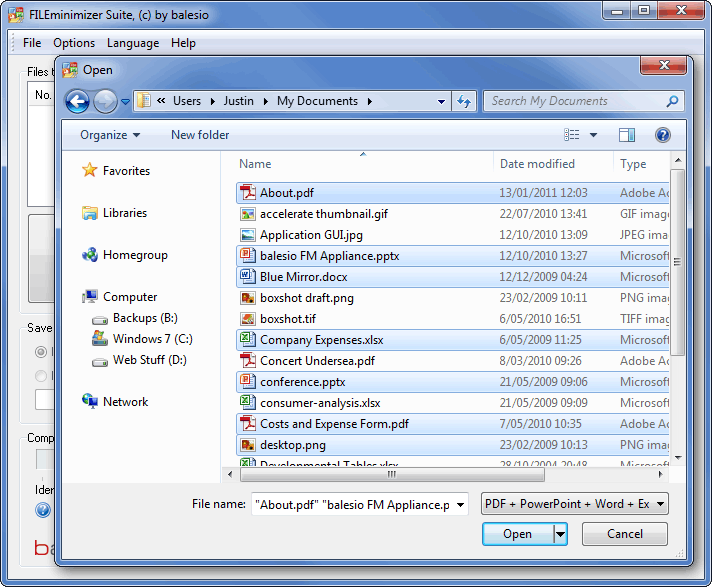 FILEminimizer Suite, Software Utilities Screenshot