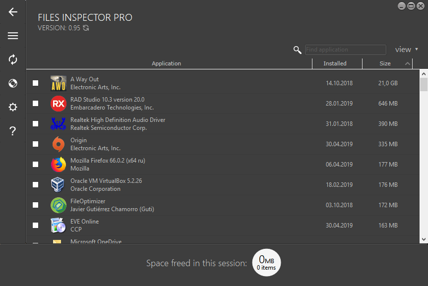Files Inspector Pro, PC Optimization Software Screenshot