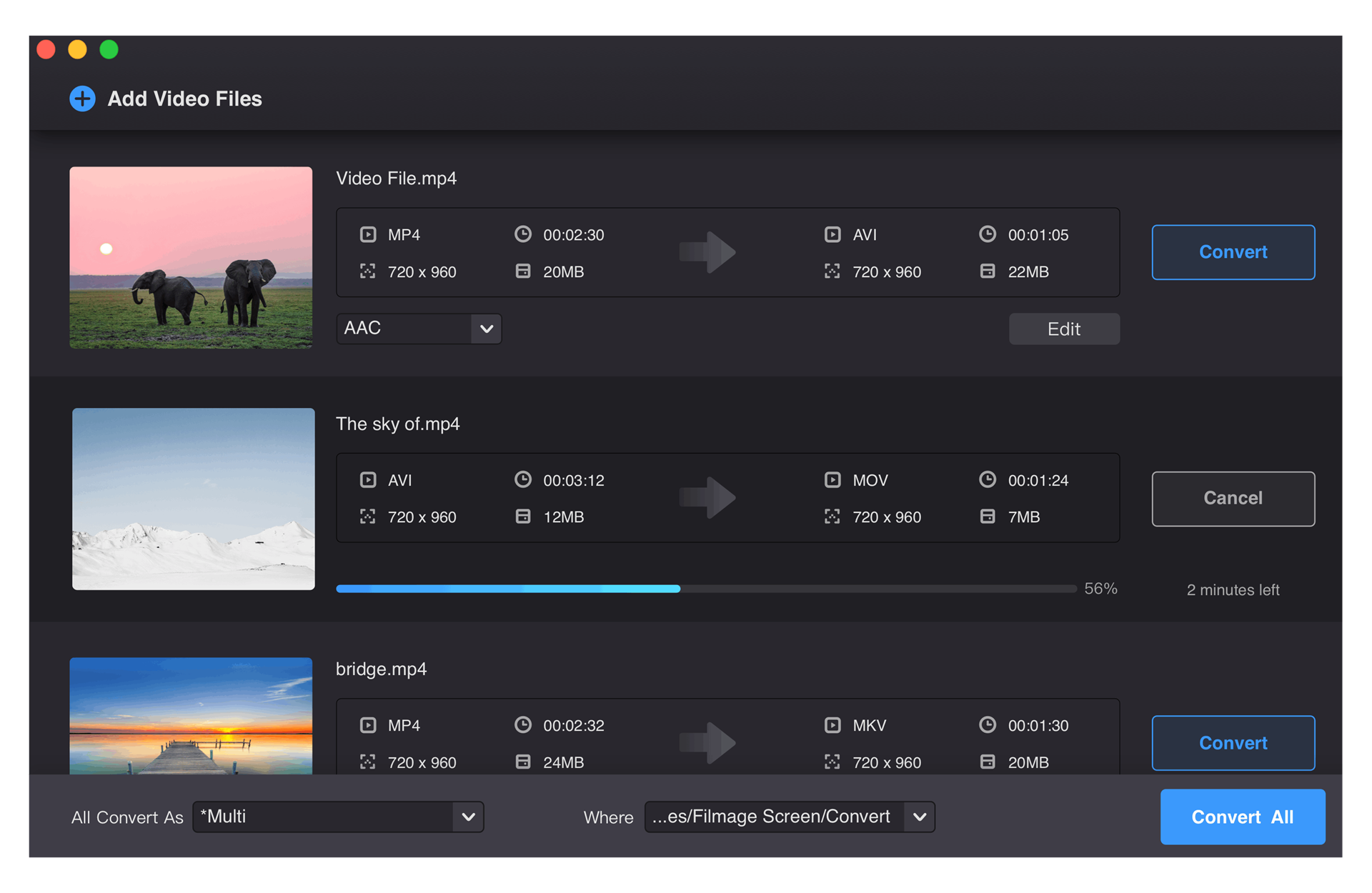 Filmage Screen, Video Software Screenshot