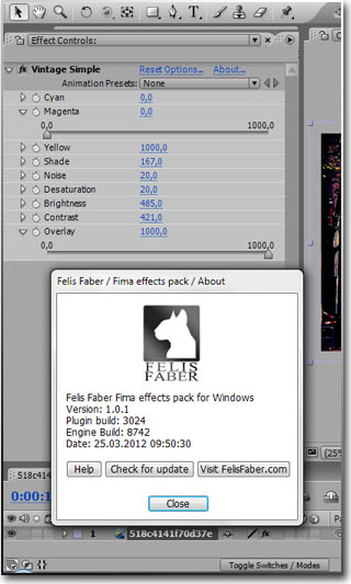 Fima effects pack, Video Software Screenshot